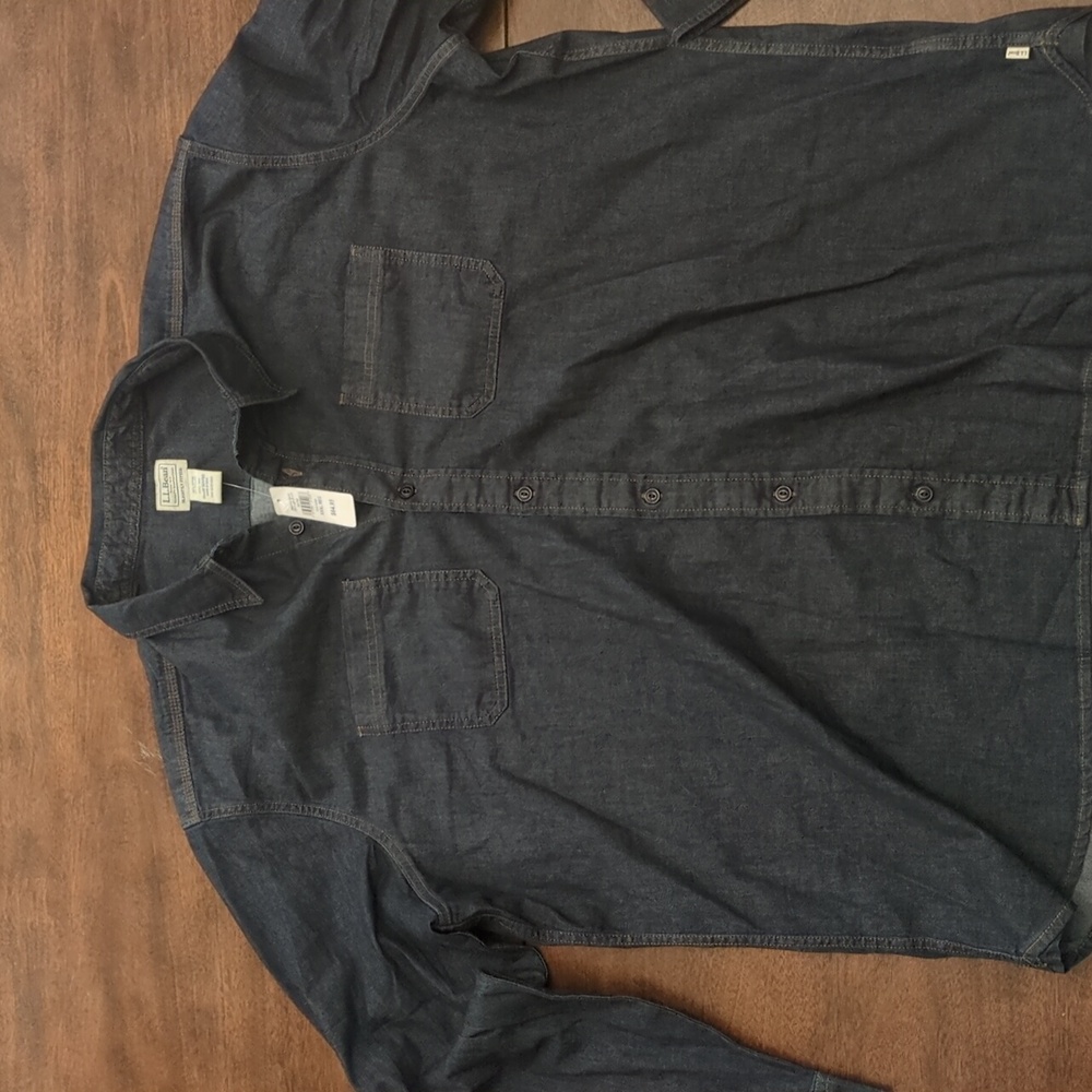 NWT LL Bean Denim Long Sleeve Shirt XXXL - Regular